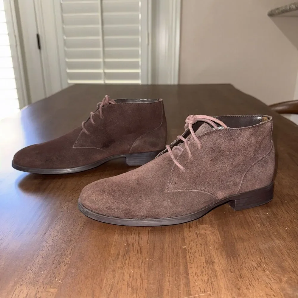 Cole Haan Men 8M Brown Suede Chukka Boots Lace Up Desert Ankle Dress Shoes